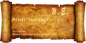 Mihálka Emil névjegykártya